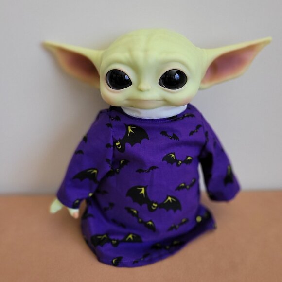 Spooky Bats 2pc Halloween Outfit/scarf set for 11" Mattel Child Grogu Yoda dolls - Picture 5 of 7